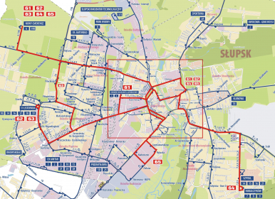 mapa połączeń komunikacyjnych ze specjalnymi liniami autobusowymi w okresie Wszystkich Świętych